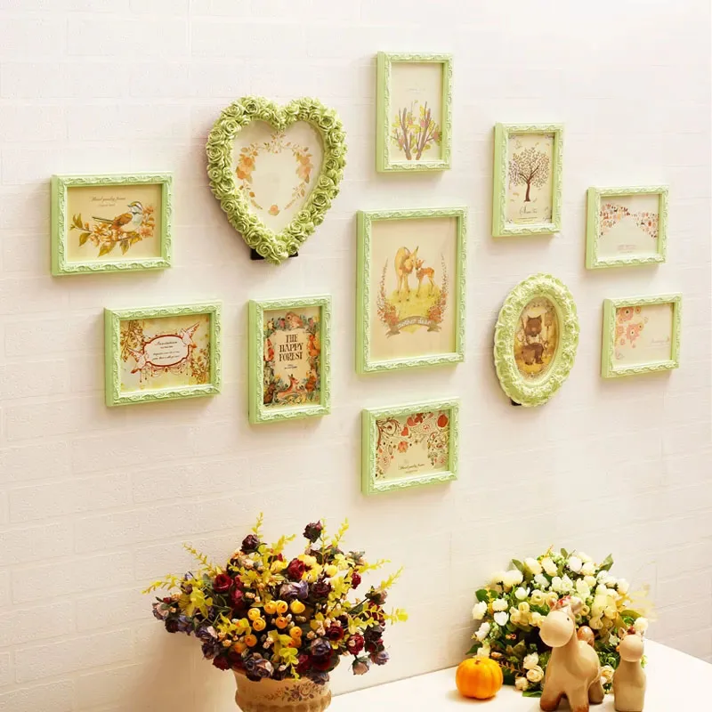 7/10inch Love Wreath Wedding Photo Wall European Style Wall Hang Painting Sofa Background Wall Creative Photo Frame Combination