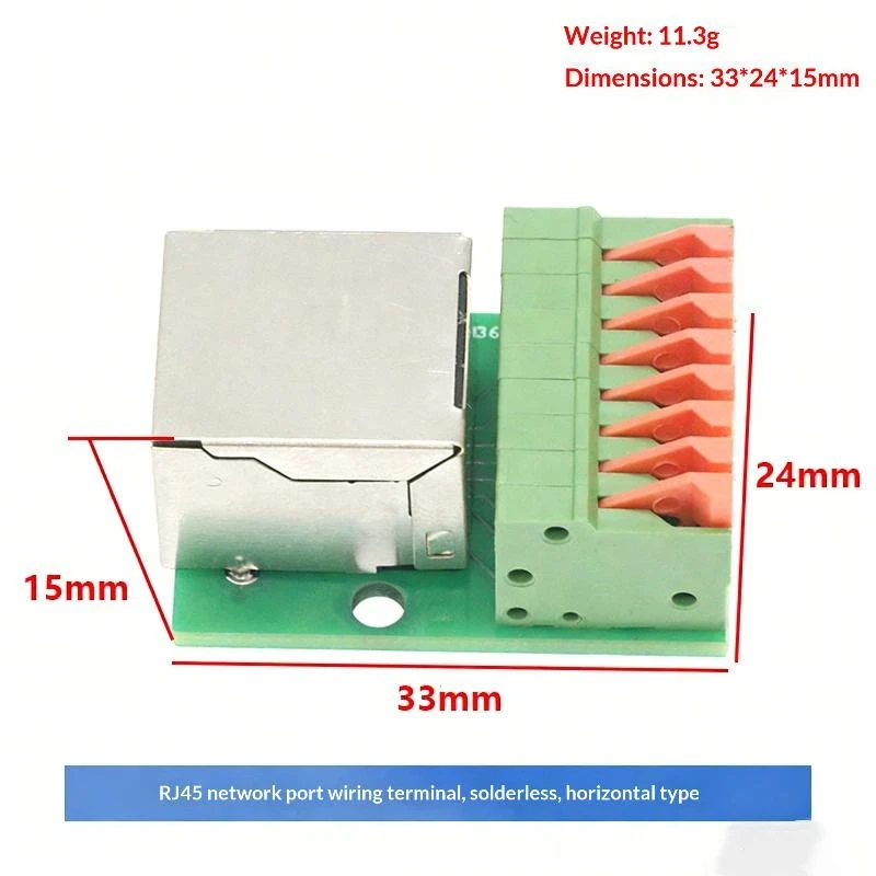 Data Adapter Board Female Socket Guide Rail Installation Terminals Connector RJ45 Network Port Terminal Block Welding Free