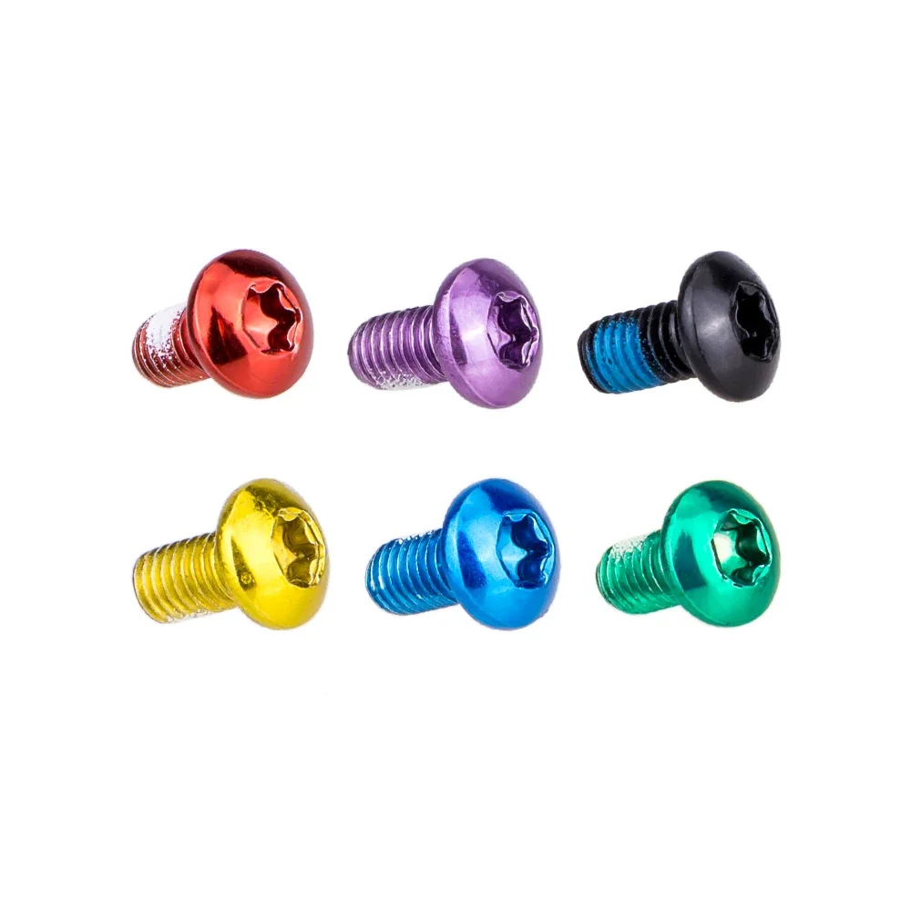 ZTTO 12pcs Bicycle Brake Disc Screw M5x9mm T25 MTB Road Bike Rotor Bolt Stiffen Colorful Rainbow Torx Bolts Steel Socket