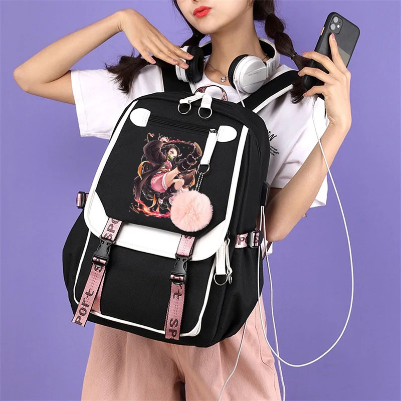 Demon Slayer Anime Travel Bag Harajuku School Bag Unisex Teenager Demon Slayer Sports Bags School Backpack for College Students