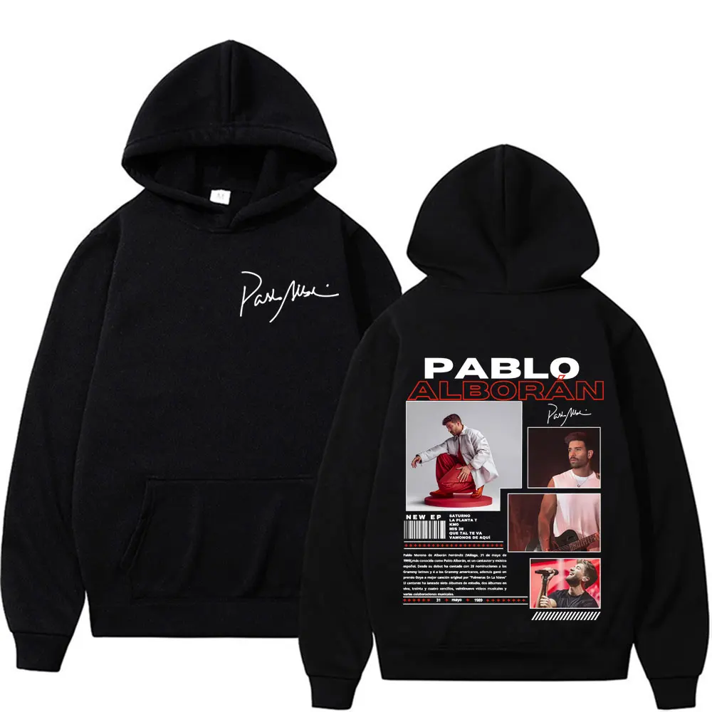 Rapper Pablo Alborán Global 2025 Tour Hoodie Homens Mulheres Gótico Vintage Clássico Hip Hop Oversized Hoodies Moletons de Alta Qualidade