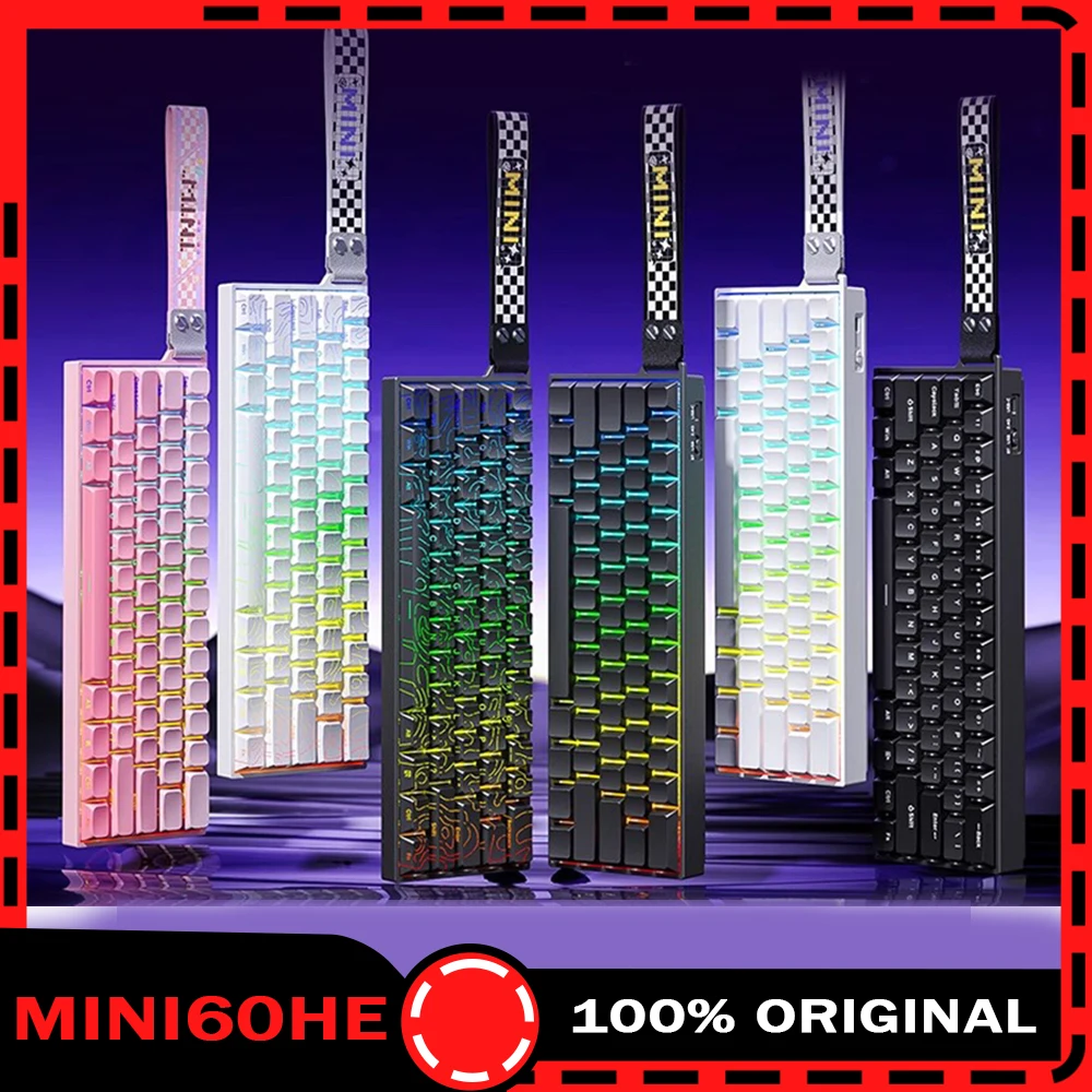 

AULA Mini60 HE клавиатура с магнитным переключателем RGB трехрежимная беспроводная механическая клавиатура 8000 Гц 0,01 ммRT игровая клавиатура подарки для геймеров