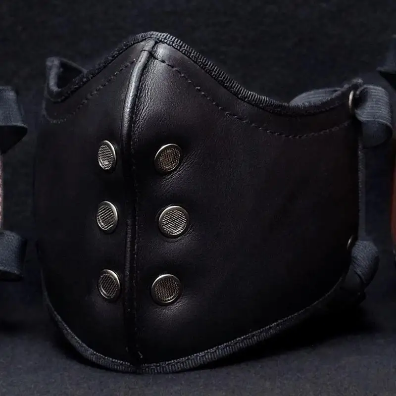 Motorcycle Retro Mask PU Leather Vintage Riding Mask Black Brown Punk Style For Outdoor Masks