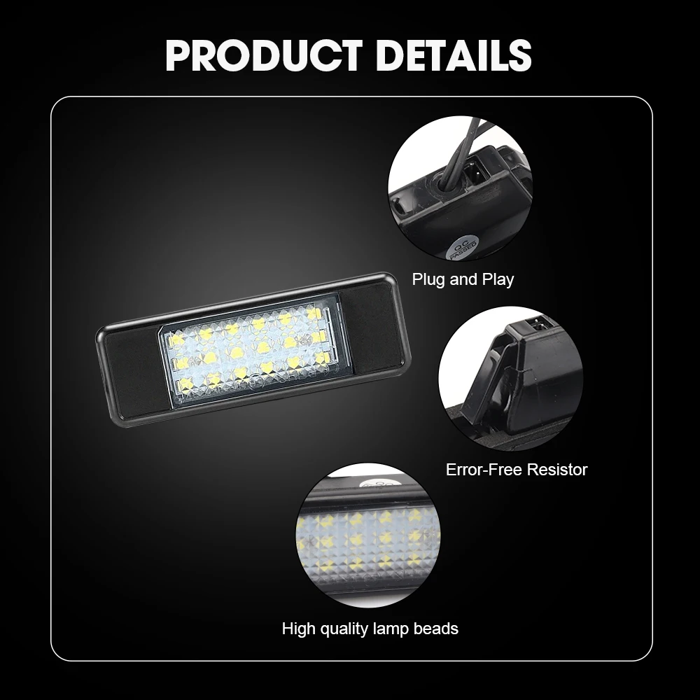 2 قطعة أضواء لوحة الترخيص الخلفية LED Canbus لا خطأ 18SMD ل 106 ثلاثية الأبعاد/5D HATCHBACK تجميل 1007 ثلاثية الأبعاد 207 3D/5D #2