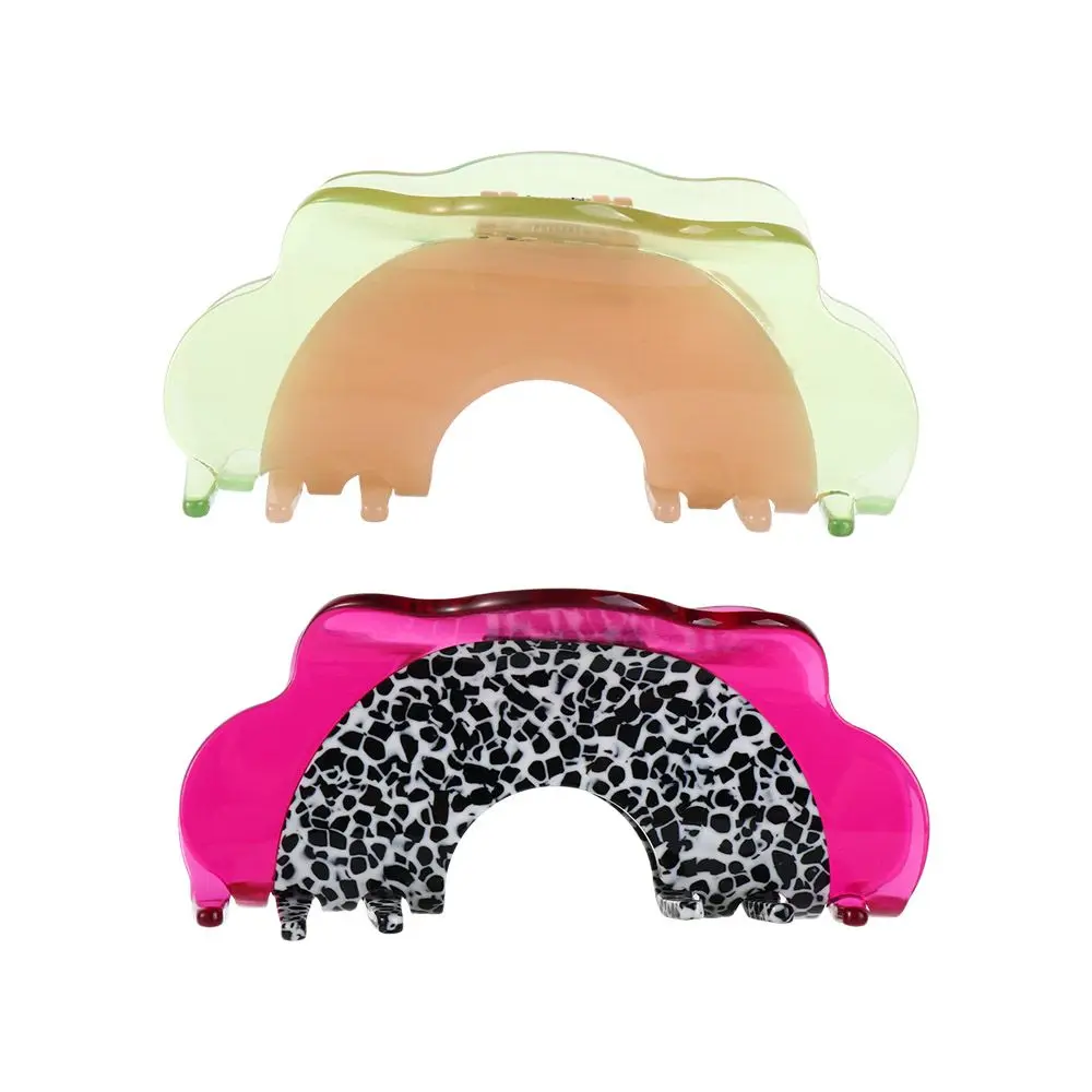 Hairgrips Dragon Fruit Korean Style Patchwork Half-Moon  Acetate Hair Claw Fruits Shark Clip Leopard Hami Melon Hair Clip