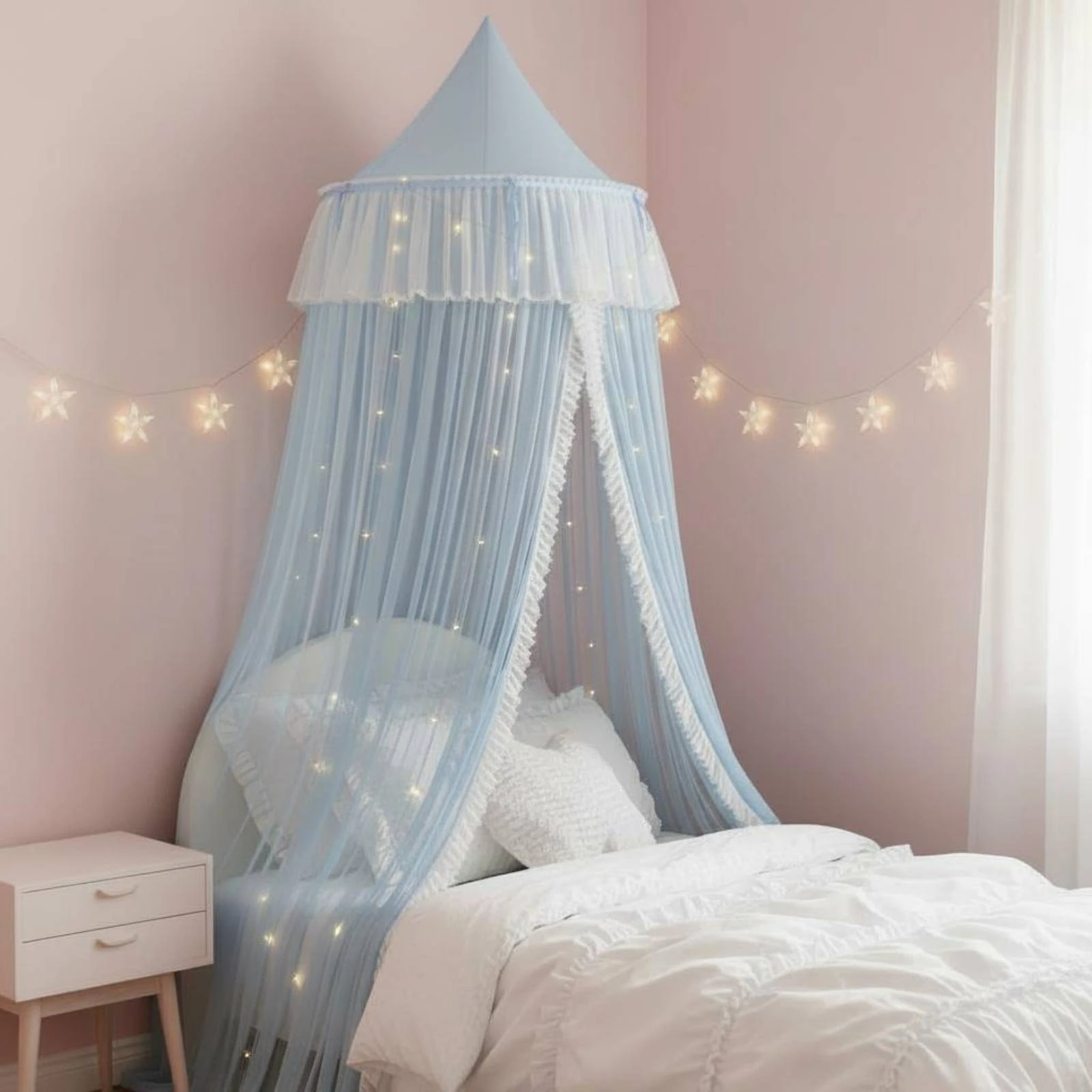 Double Layer Bed Canopy Decorative Princess Bed Canopy Dome Bug Net Soft Translucent Home Decor Gift Idea for Children, Sleeping view 6