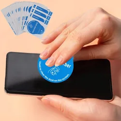 100/1Pcs Blue Dust Removal Mobil Phone Screen Cleaning Tool All Phones 3 in 1 Dust-absorber + Guide Sticker Clear Dust on Screen