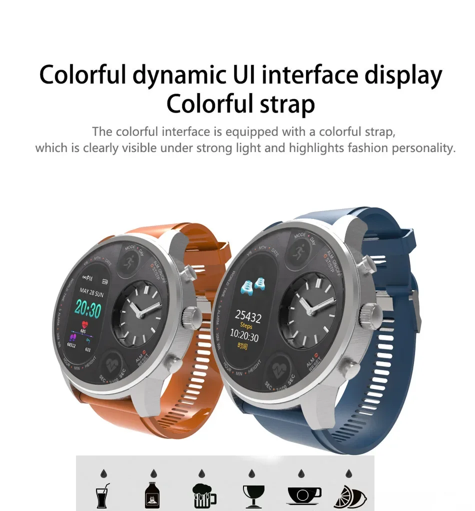 IP68 Pulsera impermeable Smartwatch Fitness Actividad Deporte Reloj inteligente híbrido inoxidable