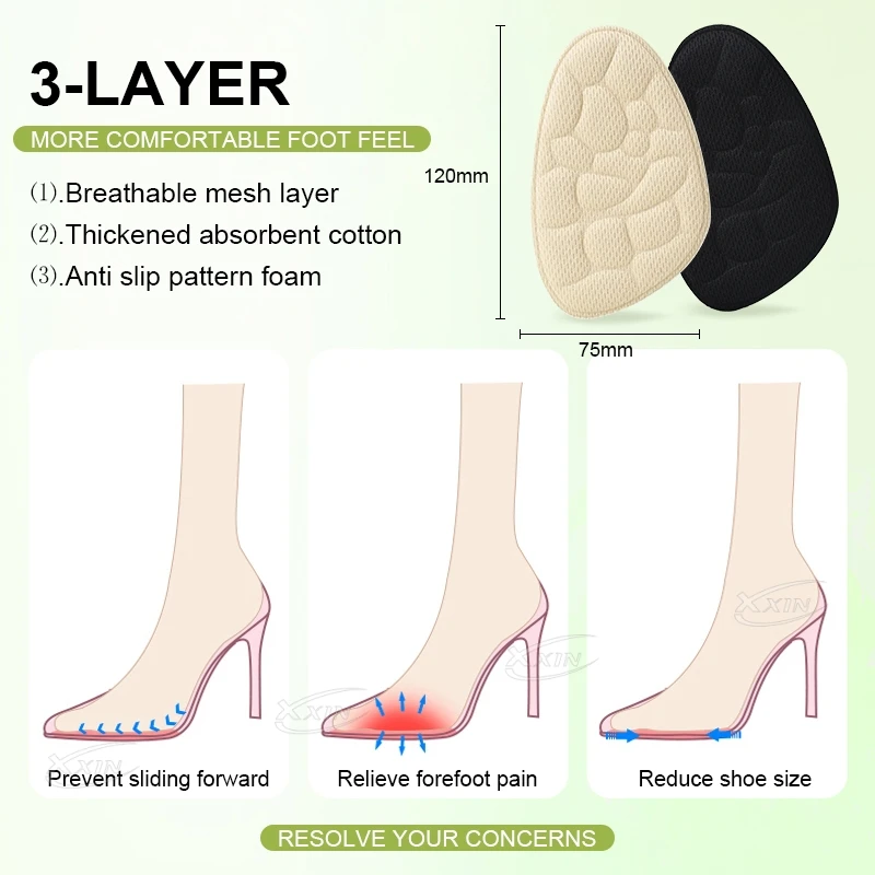 【Xxin】High Heel Shoes Insole Sponge Forefoot Cushion Soft Shock-absorbing Women Shoe Pad image 6