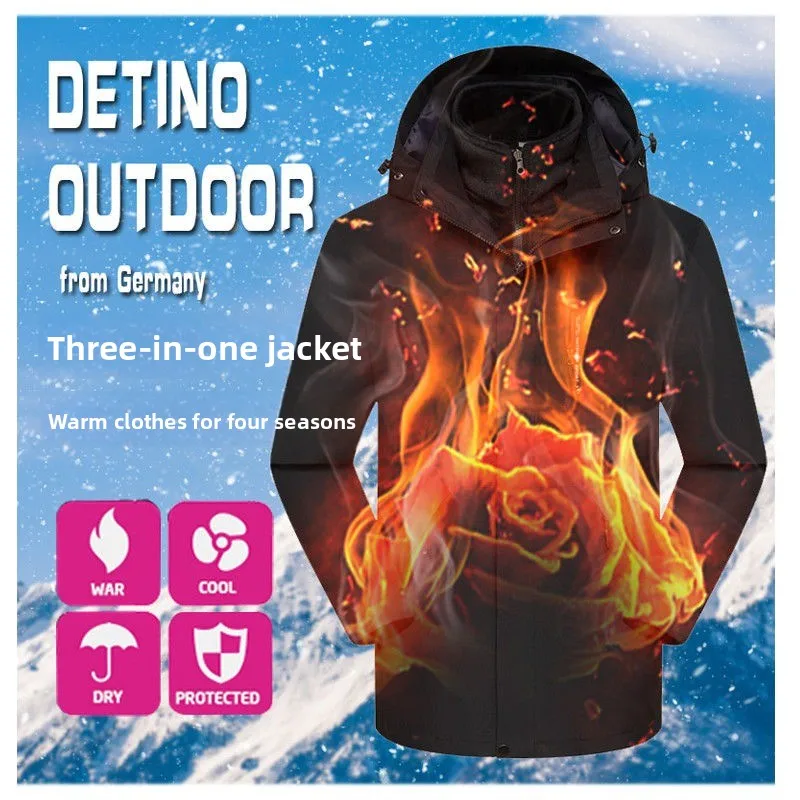 3-in-1 Thickened Jacket Set, Loose Fit Cold Proof Work Coat, Men Women Custom Logo