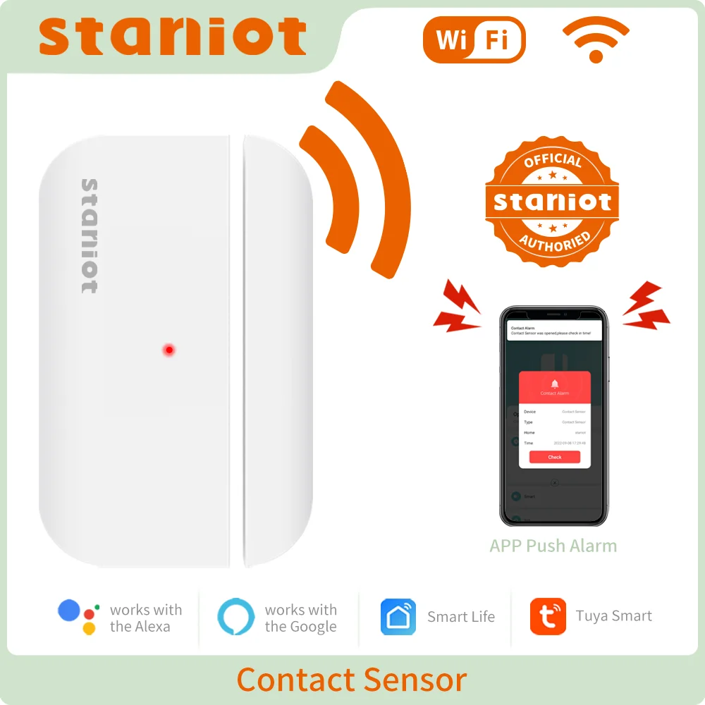 

Staniot Tuya Smart WiFi Door Window Sensor Open Closed Detector Home Security Protection Smart Life Control Work with Alexa