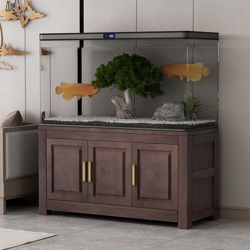 

Fish Tank Cabinet Base Cabinet Solid Wood Living Room Aquarium Base Medium Fish Tank Shelf Cabinet