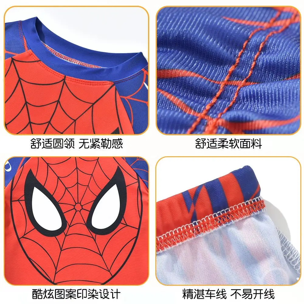مجموعة ملابس السباحة الجديدة من Marvel Spiderman Boys Summer Cartoon Anime Fashion الرائعة الواقية من الشمس سريعة الجفاف وناعمة وقابلة للتنفس هدية