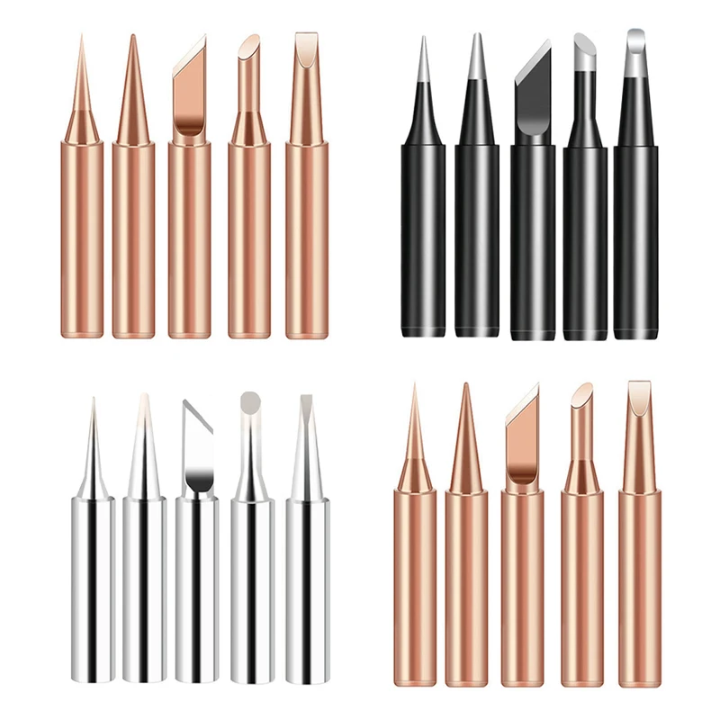 5pcs 900M-T I+B+K+2.4D+3C Copper Soldering Iron Tips Welding Iron Nozzle Head Electric Soldering Iron Lead-free Welding Tips