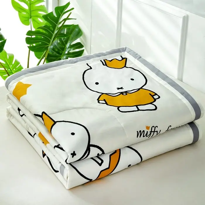 Miffy Rabbit Sommer-Kühldecke Hochwertiger Cartoon-Animationsdruck Heim-Sommerdecke Weiche Maschinenwaschbare Klimaanlagen-Decke – Detail 10