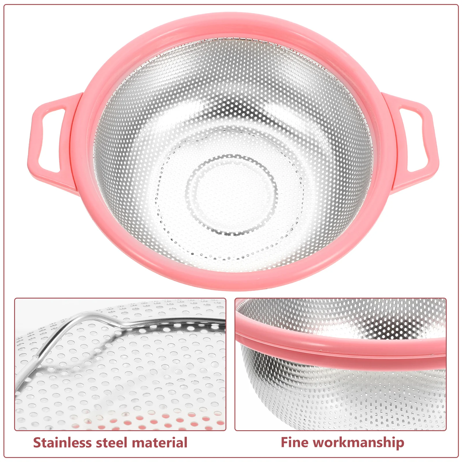 

Rice Washing Colander Stainless Steel PP Material Vegetable Strainer Drain Bowl Kitchen Tool Fine Mesh Filter Reinforced