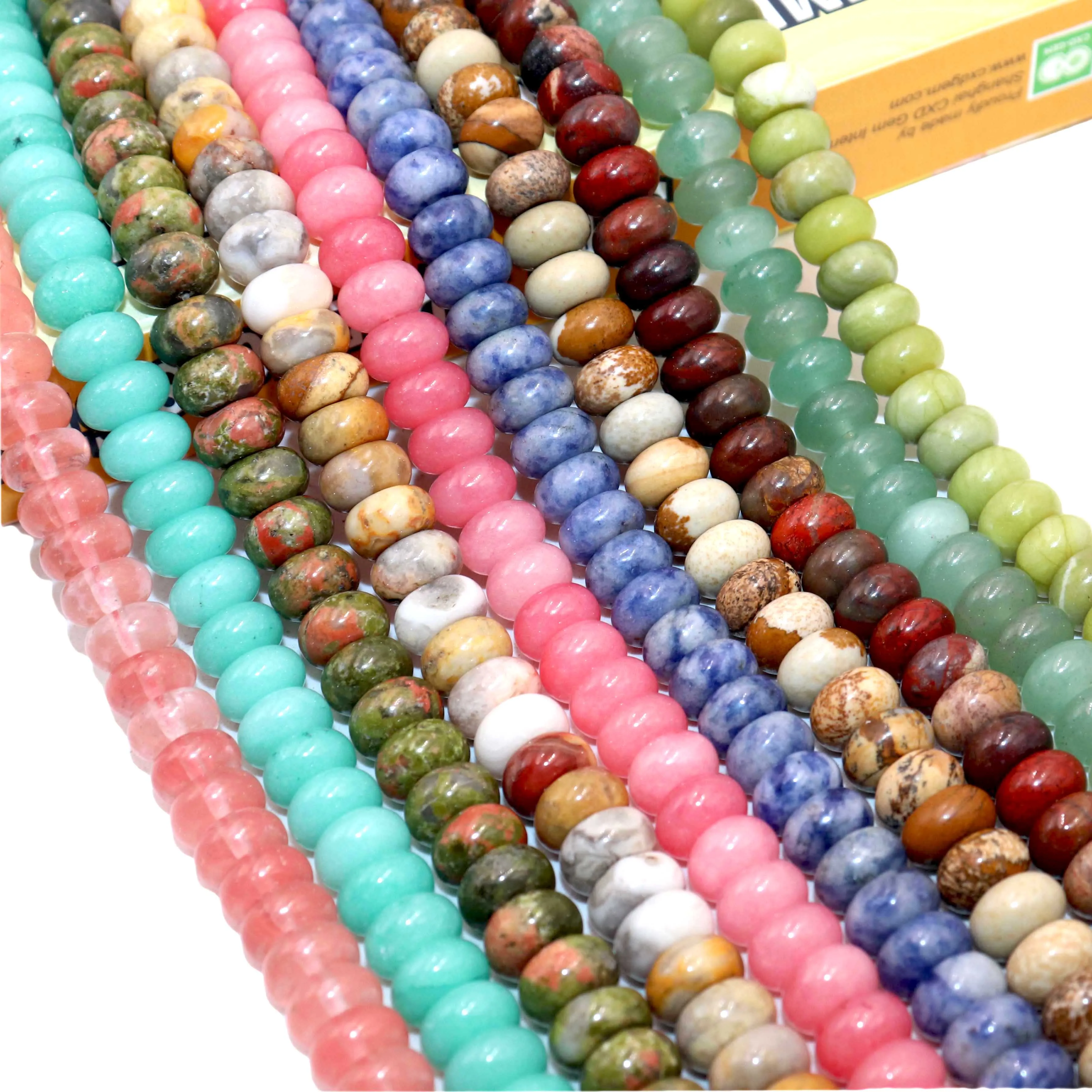 Natural Stone Agates Quartz Jade Aventurine Flat Rondelle Loose Space Beads For Jewelry Making Diy Bracelet Accessories 6x10MM