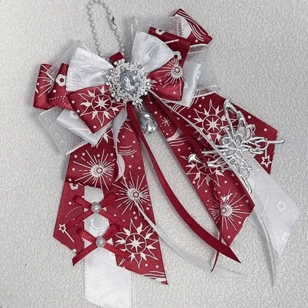 Double Layer Ribbon Itabag Decoration Handmade Jewelry Knot Bowknot DIY Lolita Merch Decoration with Pin Long Streamers