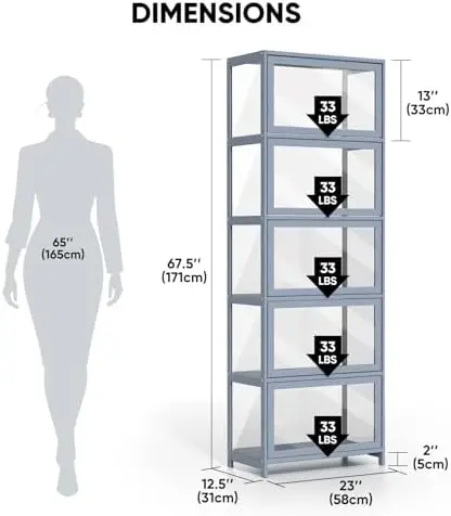 5-Tier Display Cabinet with Acrylic Doors, 68