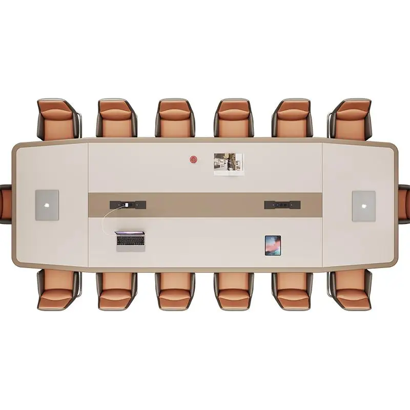 

High-end paint conference table Large and medium-sized office Simple modern conference table