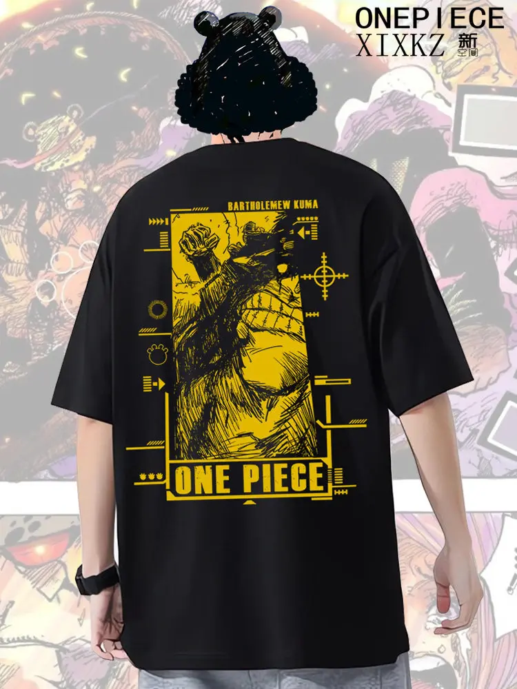 One Piece Bartholomew Kuma Double Side Anime Graphic T Shirt Manga Print Oversized Cotton Unisex Casual Short Sleeve Streetwear