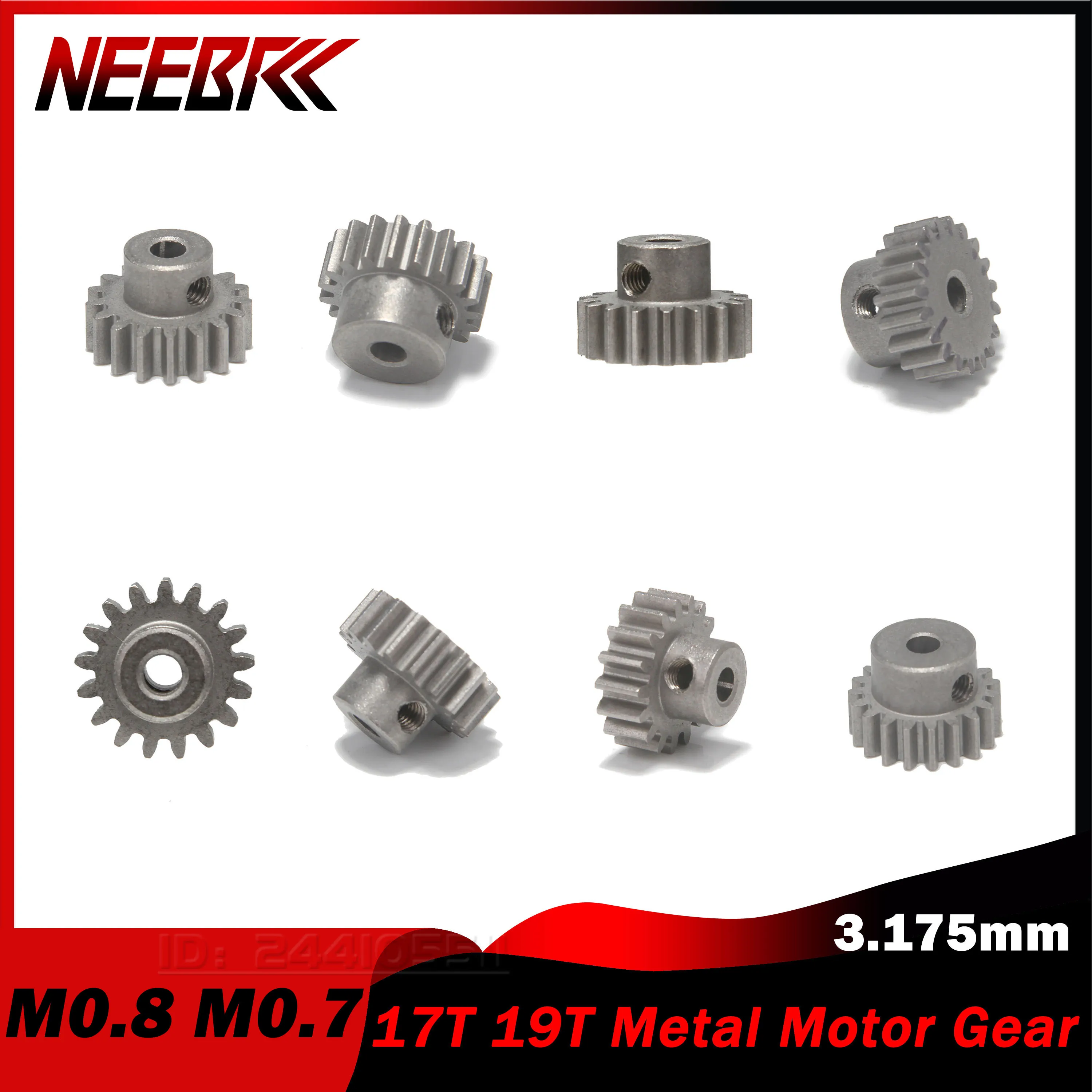 

NEEBRC M0.7 M0.8 3.175mm Motor Gear 17T 19T Metal Pinion for RC Model Car on-road Vehicle Off-road Toy Brushless Brushed Part