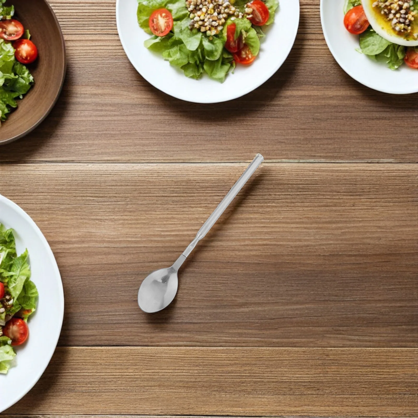 

2Pcs Extendable Telescoping Stainless Steel Spoons 20.5-63.5cm Retractable Long Handle Mixing Dinner Cooking Utensils