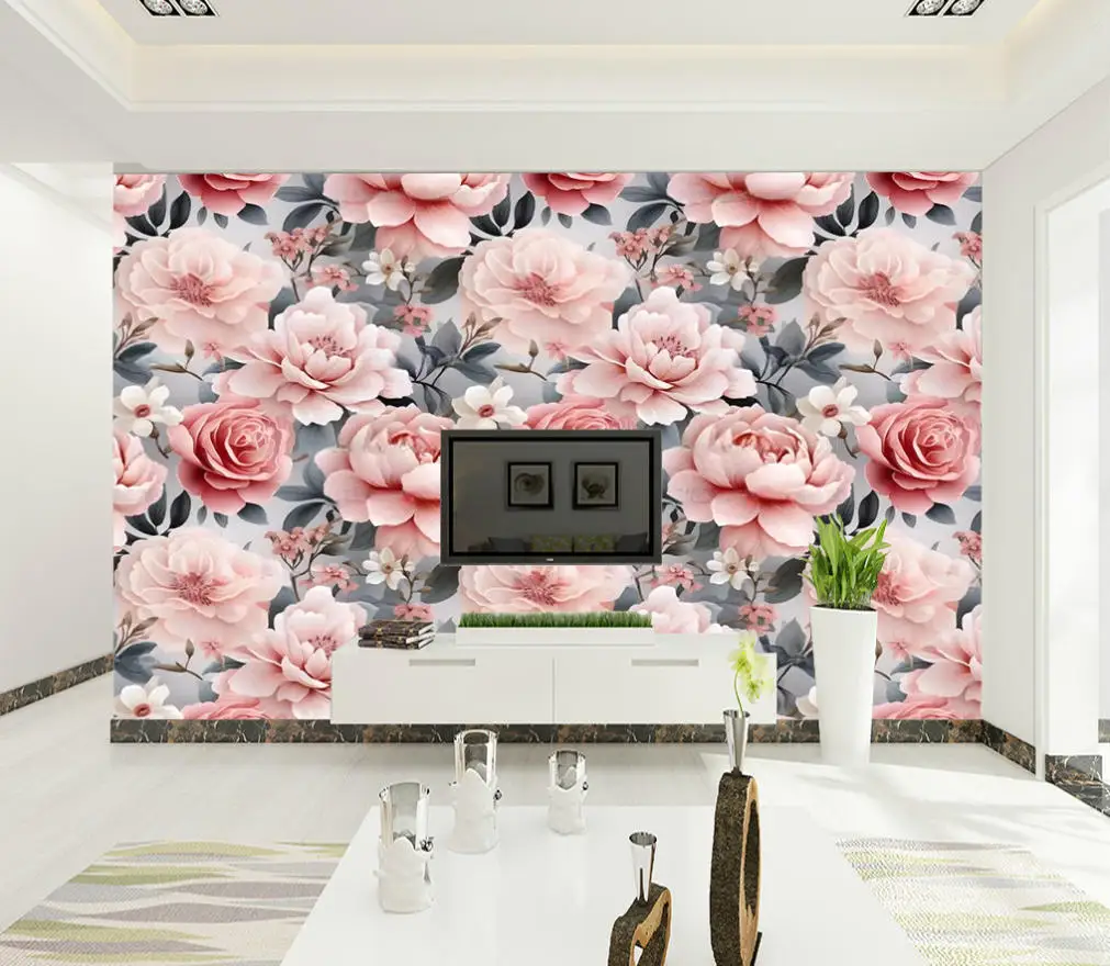 Customized size wallpaper, rural plant flower leaf mural, tropical rainforest plant leaf flower decoration painting 3d wallpaper