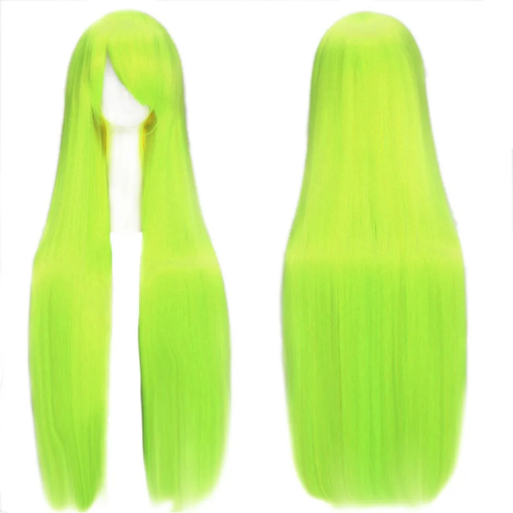 Peluca de Cosplay recta de 100CM de largo, pelo sintético resistente al calor, pelo de disfraz de Anime Multicolor para hombres y mujeres, Unisex