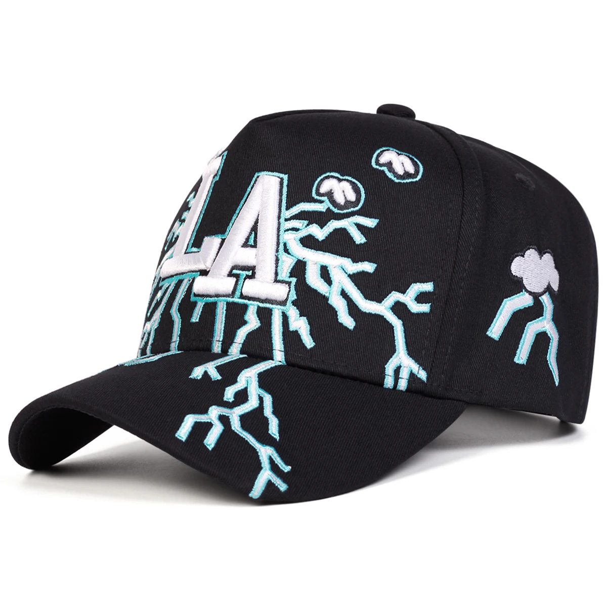 Unisex LA Embroidery Lightning Baseball Caps Spring Autumn Outdoor Adjustable Casual Hats Sunscreen Hat Sports Cap