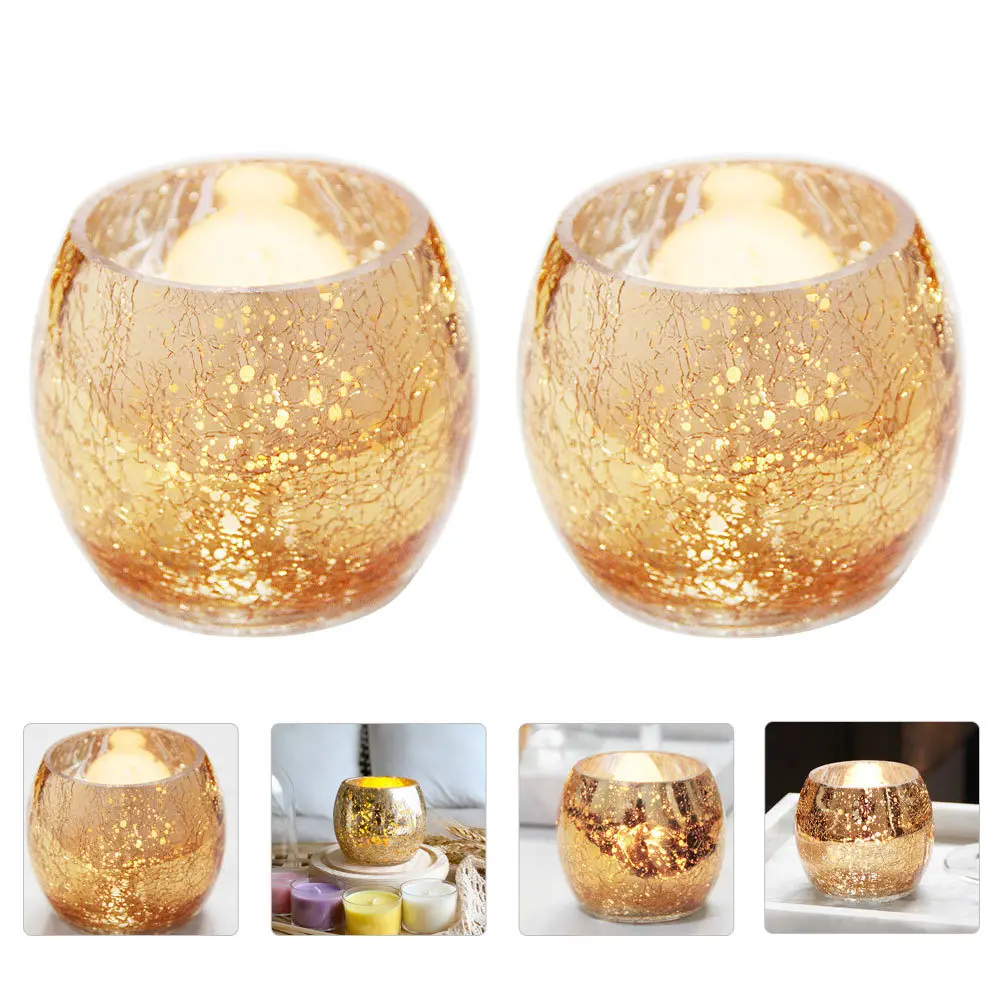 

2Pcs Glass Candlestick Exquisite Texture Simple Style Long Lasting Practical for Home Wedding Banquet