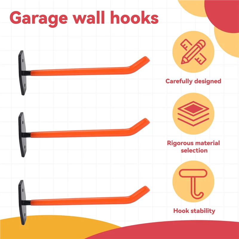

AA75-4 шт. гаражные крючки, сверхмощное настенное крепление, система хранения шин с противоскользящим покрытием, подвесные тяжелые инструменты для велосипедов, инструменты