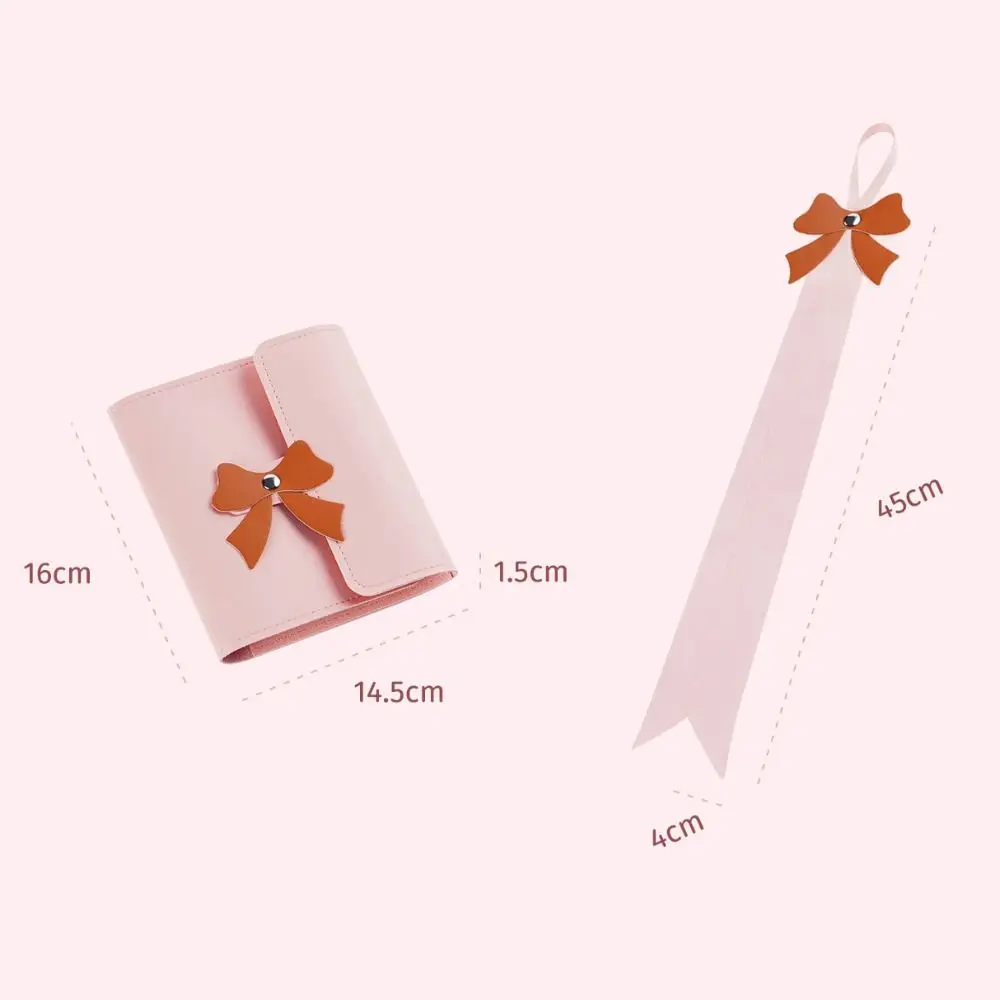 Delicate Bow Hair Clip Storage Bag Cute Compact Hair Accessory Box Pink Leather Hair Accessories Carrying Case Home
