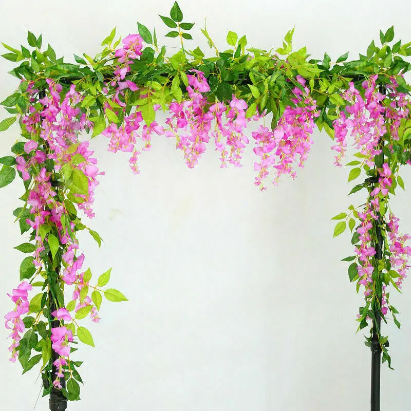 180CM Artificial Wisteria Decorative Flower String Fake Ivy Plant Vine Garland For Wedding Arch Home Garden Decoration 100 Pcs