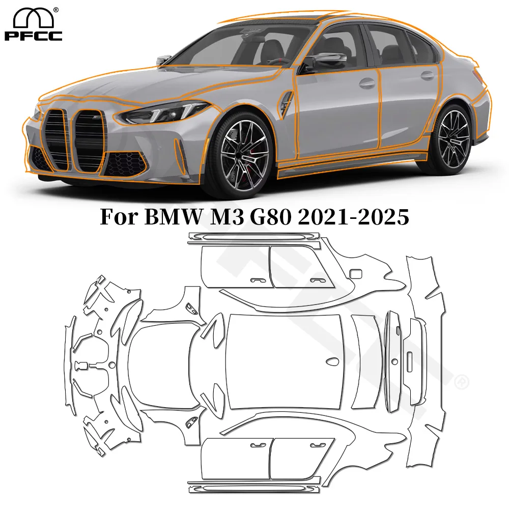 

For BMW M3 G80 2021-2025 TPU Paint Protection Film Anti-scratch Car Body Clear Bra Resistant Invisible Pre-cut PPF Repairable