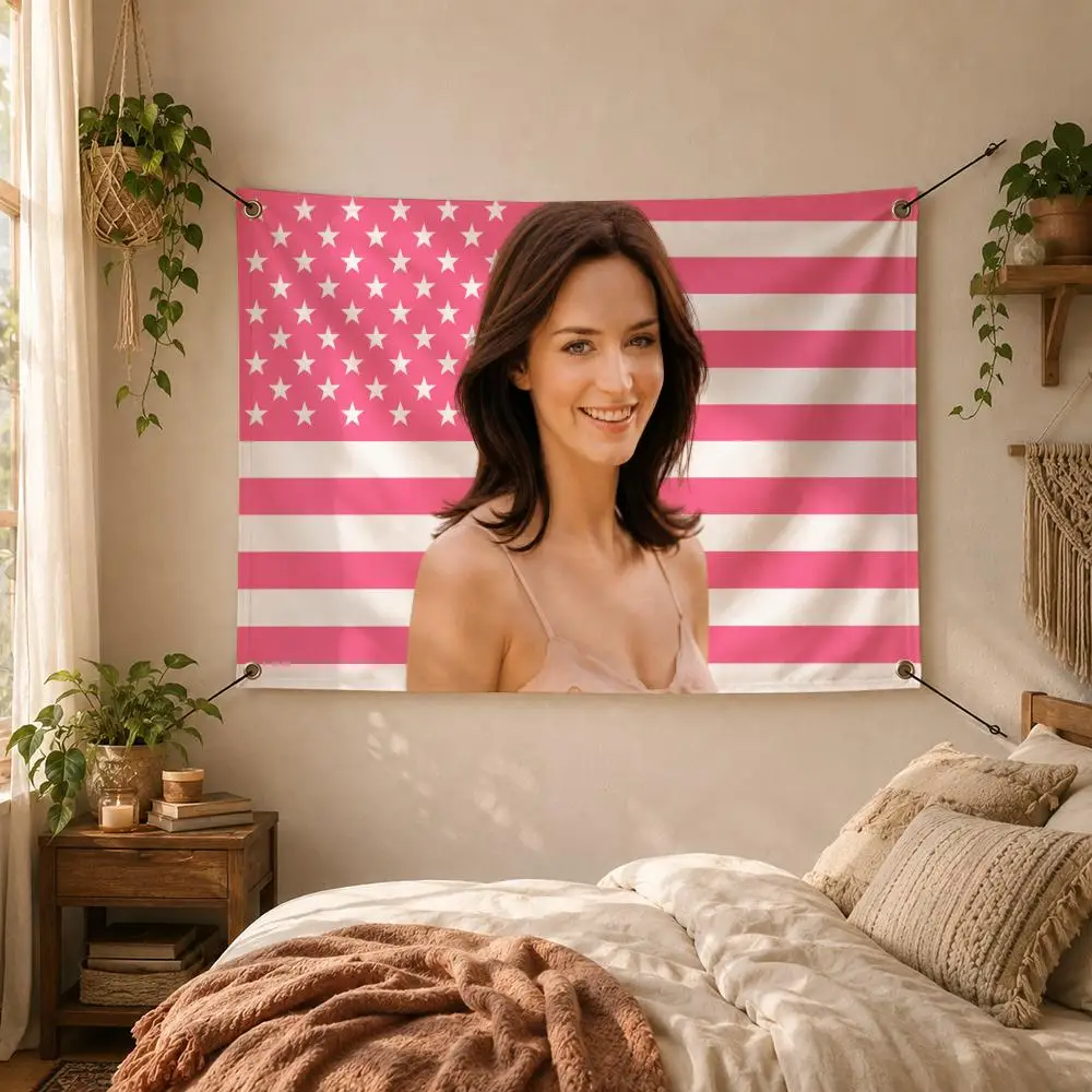 Actress E-Emily Blunt Flags Decorative Flag Banner for Outdoor Garden Yard Camping Party Home Wall Hanging Decor