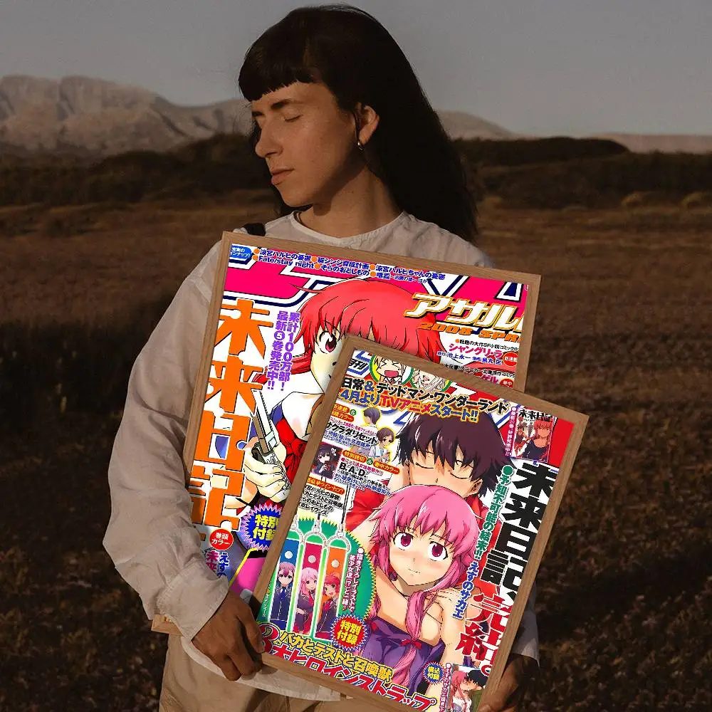 أنيمي الشكل ميراي نيكي المستقبل مذكرات ذاتية اللصق ملصق فني ديكور اللوحة جدار الفن ورق الكرافت الأبيض ديكور المنزل