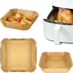 30/50 pces 16/20cm quadrado airfryer papel de cozimento antiaderente descartável pergaminho forro de papel frito alimentos acessórios de cozinha