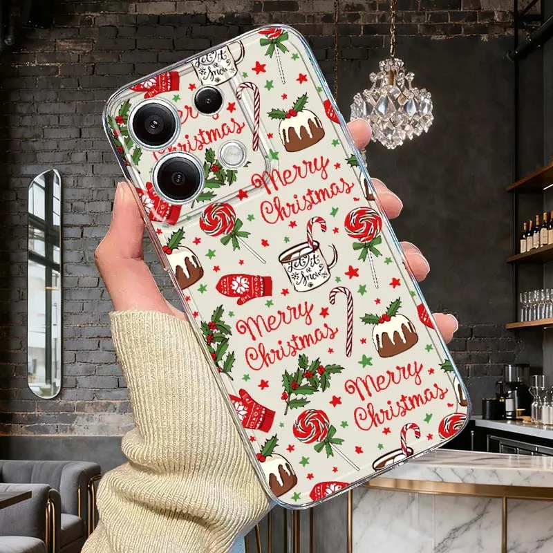 

Christmas Element Pattern For Xiaomi Mi Poco F2 F3 F4 F5 F6 X5 X6 X7 Pro TPU Protection Transparent Phone Case
