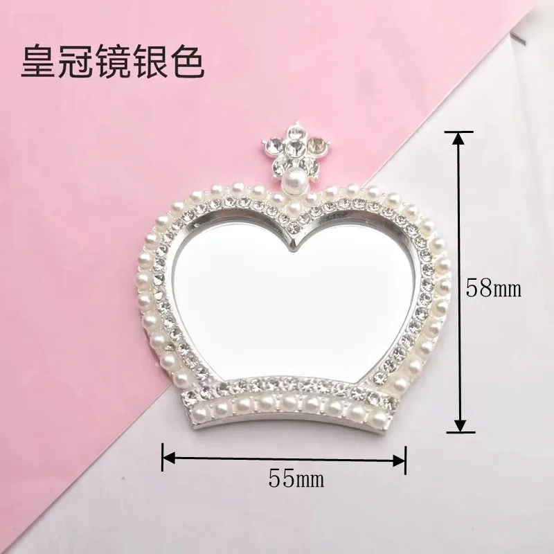 2Pcs Kawaii Adhesive Crown Heart Cat Mouse Diamond Design Mirror Junk Phone Case Ipadcase Decoration Charms Handcraft Diy Crafts