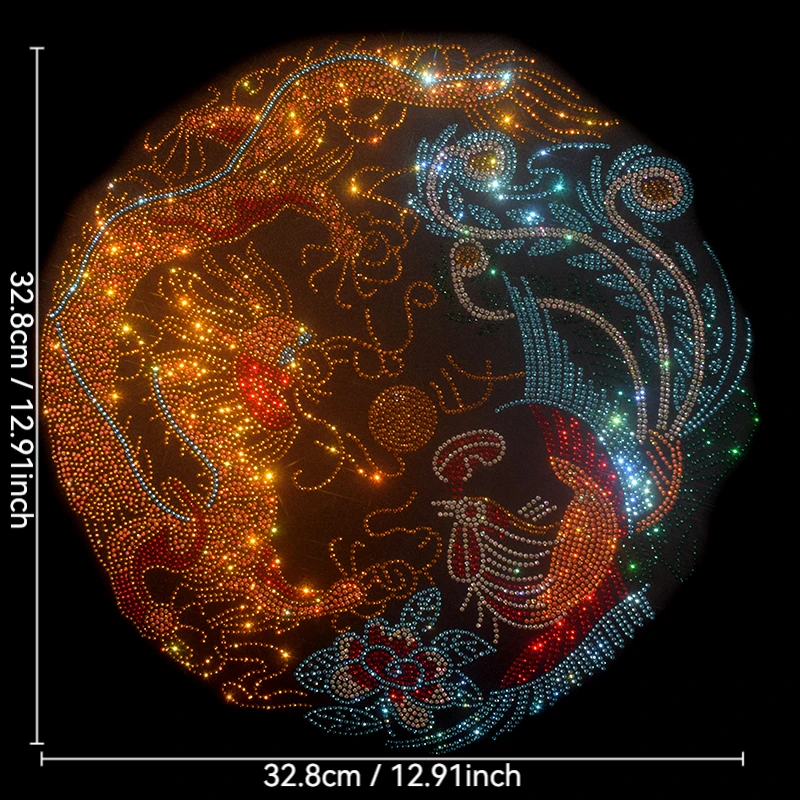 

Crystal rhinestone hot diamond dragon and phoenix pattern sequin DIY clothes T-shirt, denim decorative patch clothing accessorie