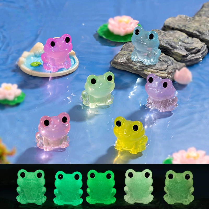 20pcs New Luminous Frogs Mini Figurine Micro Landscape Decoration Frog Fairy Garden Miniatures Home Decoration DIY Accessories