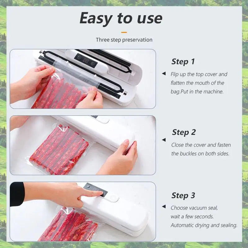 

A59Z-Food Saver Vacuum Sealer Machine Automatic Household Vacuum Sealers Packaging Machine With 10Pcs Bags For Food US Plug