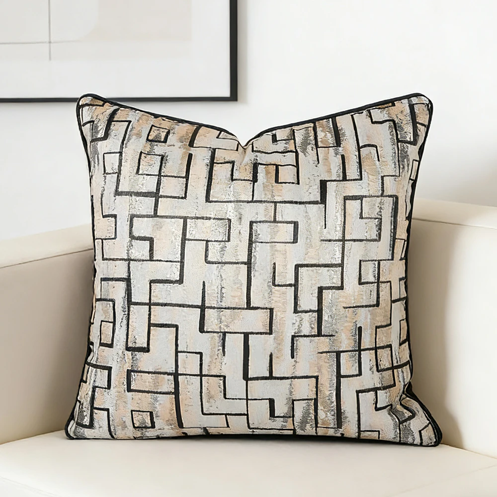 Modern Fashion Geometric Gray Black Pillow Cover Bedding Throw Cushion Cover 45x45cm 1 Piece Pack