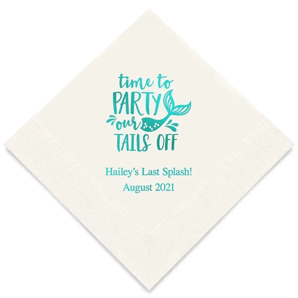 

50PCS Party Our Tails Off Personalized Printed Wedding Napkins - 3 Sizes / Multiple Colors