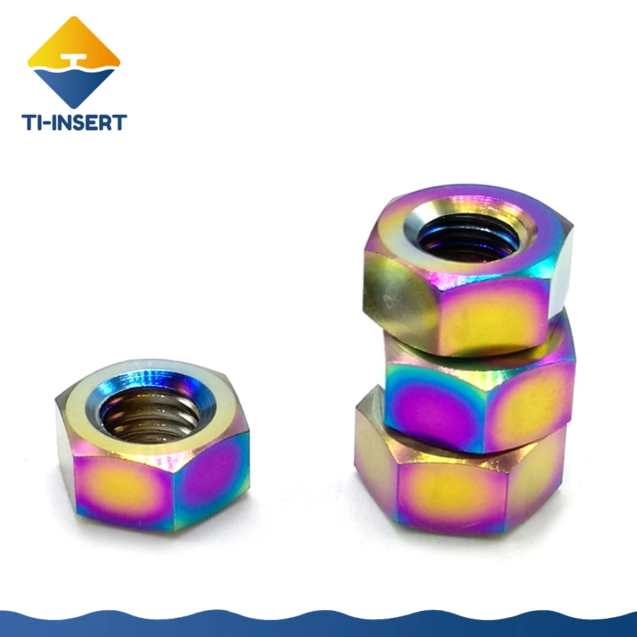 Mixed Color TC4 Titanium Hexagon Nut Fasteners ,E002