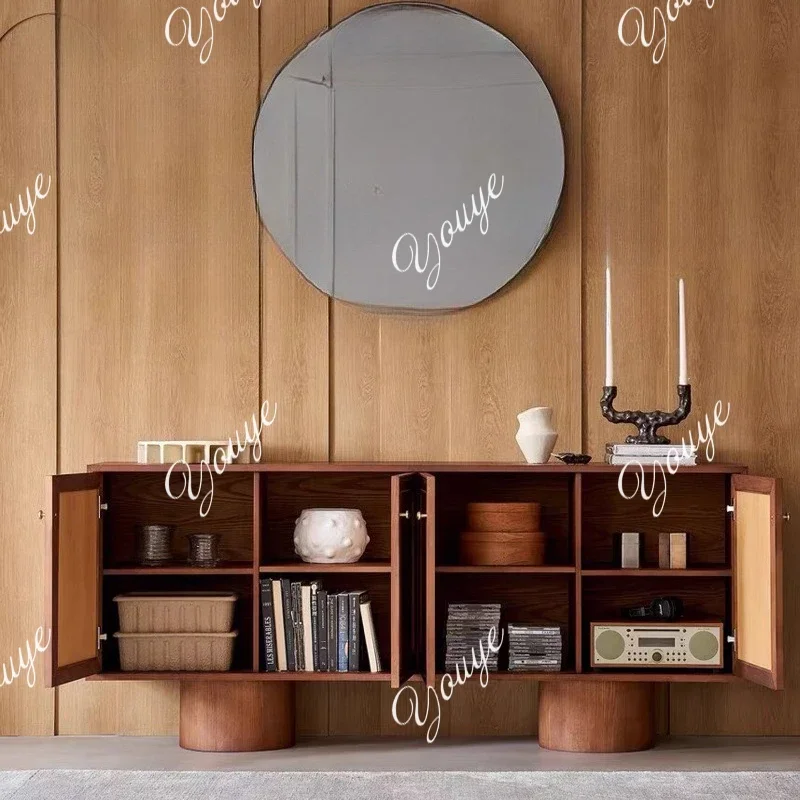 C Medieval Tree Tumor Bark Pattern Solid Wood Dining Side Cabinet French Retro Wall Cabinet Home Villa Designer Recommendation