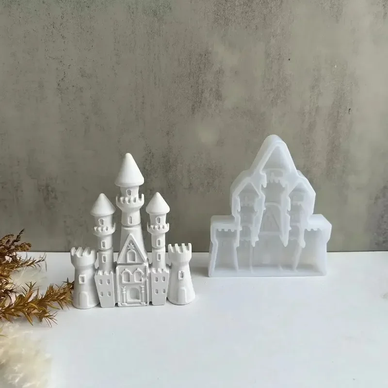 European Style Castle Candle Silicone Mold House Building Cake Chocolate Silicone Mold Soap Mold Castle Resin Gypsum Mold Gifts