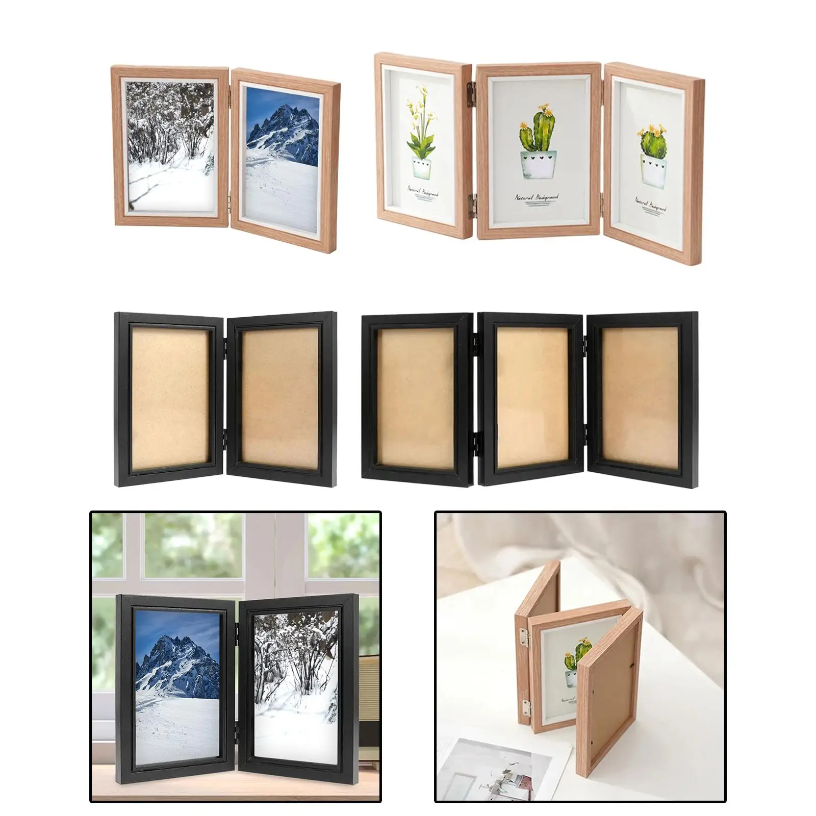 Wooden Folding Frame Photo Collage Display Stand