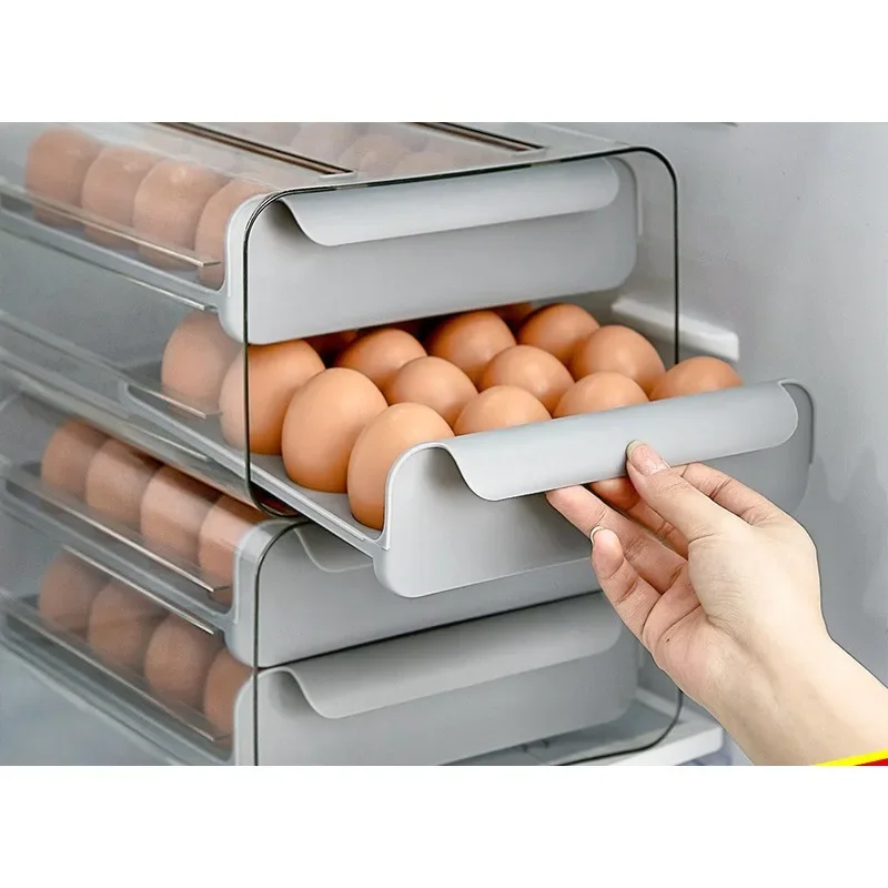 

Household refrigerator kitchen egg box transparent drawer type egg box fresh-keeping box rolling egg type kitchen large capacity